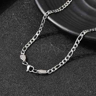 3.8MM 304 Stainless Steel Figaro Chain Necklaces for Women NJEW-B134-02B-P-1