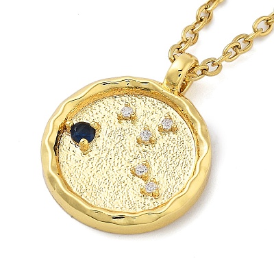 304 Stainless Steel Cubic Zirconia Constellation Flat Round Pendants STAS-S145-01E-1