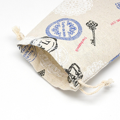Printed Polycotton(Polyester Cotton) Packing Pouches Drawstring Bags ABAG-T004-10x14-14-1