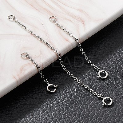 Anti-Tarnish 3Pcs 3 Style Rhodium Plated 925 Sterling Silver Chain Extender FIND-SZ0001-74P-1