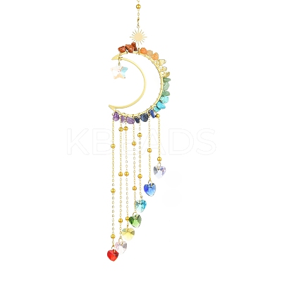 Heart Glass Pendant Decoration HJEW-JM02118-1