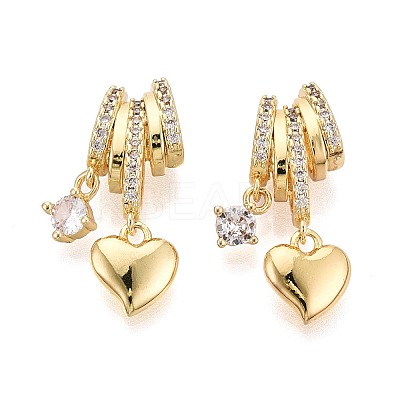Brass Micro Pave Clear Cubic Zirconia Pendants X-KK-T075-88G-1