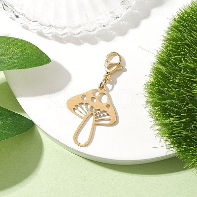 Hollow Mushroom 201 Stainless Steel Pendant Decoration HJEW-JM01978-01-1