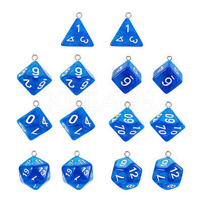 2 Sets Resin Polyhedral Dice Pendants Set RESI-TA0003-18C-1