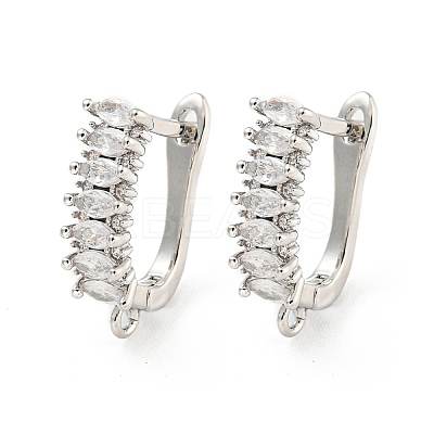 Rack Plating Brass Micro Pave Cubic Zirconia Hoop Earring Findings EJEW-C102-19P-1