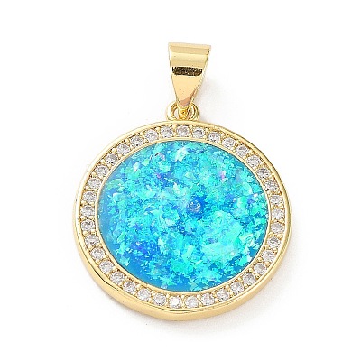 Rack Plating Brass Micro Pave Cubic Zirconia Pendants KK-C041-26G-1