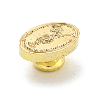 Golden Tone Wax Seal Brass Stamp Head AJEW-G056-03D-1