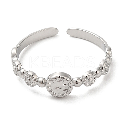 Non-Tarnish 304 Stainless Steel Flat Round Wrap Open Cuff Ring for Women RJEW-I098-04P-1