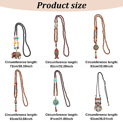 6Pcs 6 Style Natural & Synthetic Mixed Gemstone Lariat Necklaces Set NJEW-AN0001-36-1