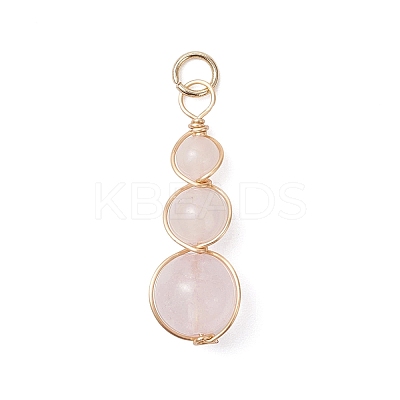 Natural Green Aventurine & Rose Quartz & Amethyst & White Jade & Carnelian & Quartz Round Beaded Pendants PALLOY-JF04700-1