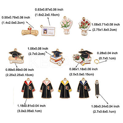 24Pcs 12 Styles Graduation Season Alloy Enamel Pendants ENAM-FP0001-79-1