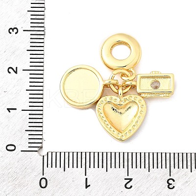 Brass Pave Clear Cubic Zirconia European Dangle Charms KK-F904-01D-G-1