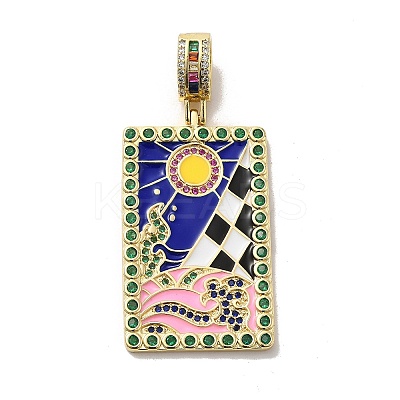 Brass Micro Pave Cubic Zirconia Pendants with Enamel KK-H458-04G-06-1