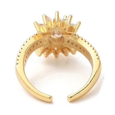 Oval Brass Micro Pave Cubic Zirconia Open Cuff Rings RJEW-U008-04C-G-1