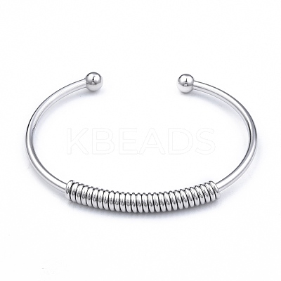 Non-Tarnish 304 Stainless Steel Open Cuff Bangle for Girl Women BJEW-N013-008P-1