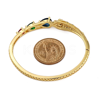 Rack Plating Brass Micro Pave Cubic Zirconia Hinged Bangles BJEW-H624-01G-1