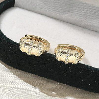 Brass Clear Cubic Zirconia Hoop Earrings EJEW-Q014-21G-1