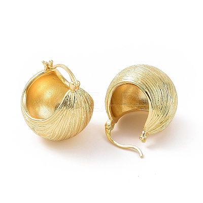 Brass Round Ball Hoop Earrings for Women EJEW-C008-09G-1