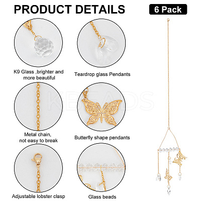 3Pcs 3 Styles Crystal Glass Teardrop Suncatchers Prisms Car Hanging Pendant Decorations HJEW-PH01676-1