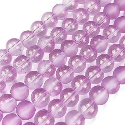 Frosted Transparent Glass Bead Strands GLAA-P065-6mm-07-1