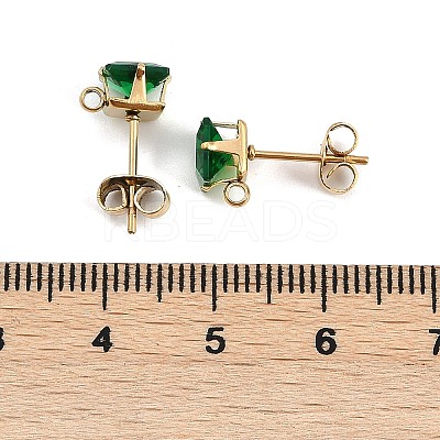 Ion Plating(IP) 304 Stainless Steel Cubic Zirconia Stud Earring Findings STAS-P373-06C-1