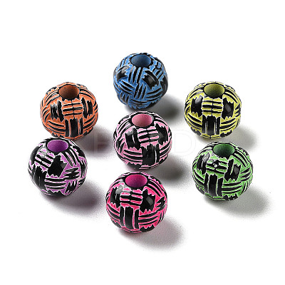 Spray Printed Opaque Acrylic European Beads SACR-P031-05B-1