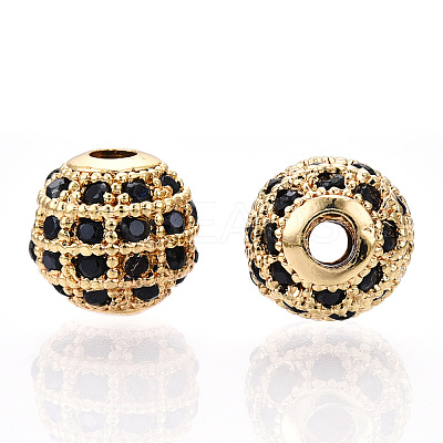 Rack Plating Brass Cubic Zirconia Beads ZIRC-S001-8mm-B02-1