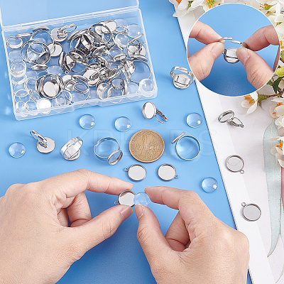 DIY Blank Dome Earring Ring Pendant Making Kit DIY-UN0005-03-1