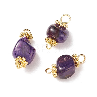 Natural Agate Dyed Beads Link Connectors PALLOY-JF00890-03-1