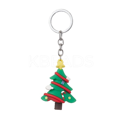 10Pcs 10 Styles Christmas Themed PVC Plastic Keychain KEYC-JKC00869-1
