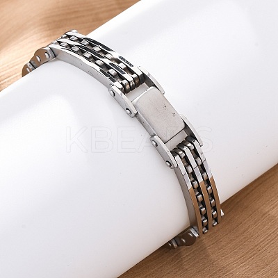 304 Stainless Steel Panther Chain Bracelets for Women Men BJEW-R018-03P-1