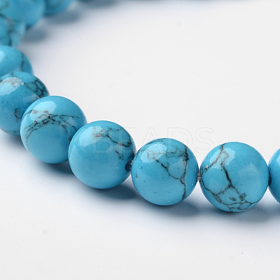 Synthetic Turquoise Round Bead Stretch Bracelets BJEW-L594-A01-1