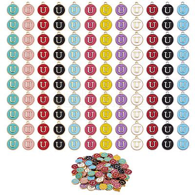 120Pcs 12 Colors Golden Plated Alloy Charms ENAM-SZ0001-64U-1