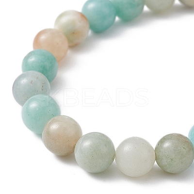 Natural Flower Amazonite Beaded Stretch Bracelet BJEW-JB09764-02-1