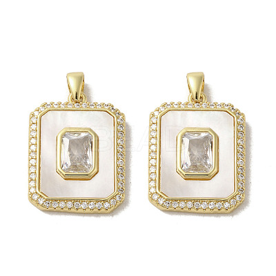 Brass Micro Pave Clear Cubic Zirconia Pendants KK-I708-02D-G-1