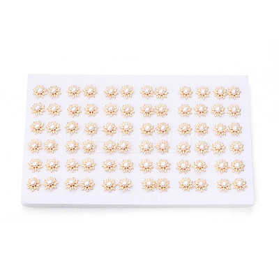Flower Brass Natural Pearl Stud Earrings PEAR-N020-06W-1