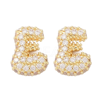 Brass Micro Pave Cubic Zirconia Stud Earrings EJEW-Z091-04G-E-1