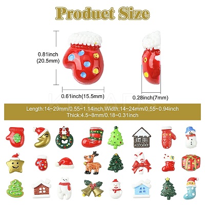 48Pcs 24 Styles Christmas Theme Opaque Resin Cabochons RESI-CJ0004-82-1