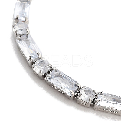 Brass Pave Clear Cubic Zirconia Rectangle & Flat Round Slider Bracelets BJEW-YWC0002-01P-1
