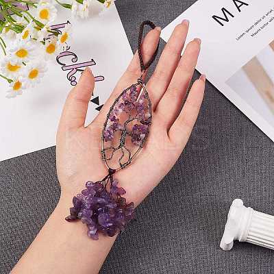 1Pc Natural Amethyst Big Pendant Decotations G-SZ0001-95A-1