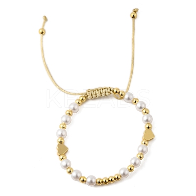 ABS Imitation Pearl Beads Braided Bead Bracelets for Women BJEW-D317-09B-G-1