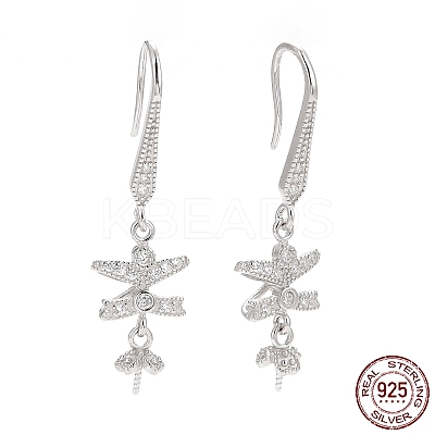 Rhodium Plated 925 Sterling Silver Earring Hooks STER-D035-34P-1