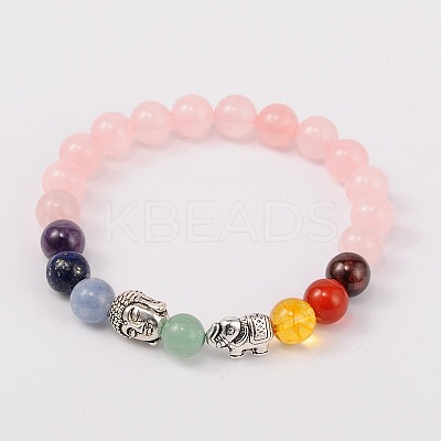 Stretch Buddhist Jewelry Multi-Color Gemstone Chakra Bracelets BJEW-JB01690-04-1