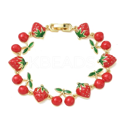 Brass & Enamel Link Chain Bracelets for Women BJEW-A171-02G-1