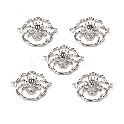 Halloween Brass Pave Clear & Black Cubic Zirconia Connector Charms LS-KK-E068-VB060-1