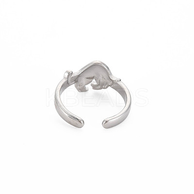 Non-Tarnish 304 Stainless Steel 12 Constellations/Zodiac Signs Open Cuff Ring for Women RJEW-S405-156P-K-1
