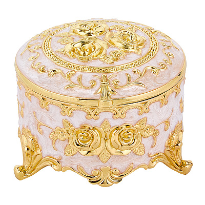 Alloy Pink Enamel Trinket Storage Decorative Boxes CON-WH20001-20A-1