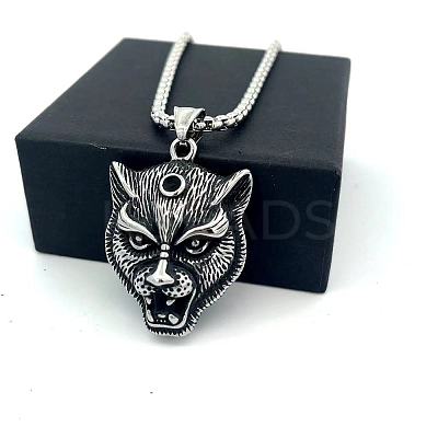 Vintage 304 Stainless Steel Lion Head Pendant Necklaces for Men Women LS-OG9311-1