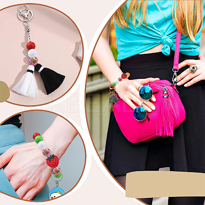 30Pcs Roumd & Strawberry Food Grade Eco-Friendly Silicone Focal Beads SIL-YW0001-69-1