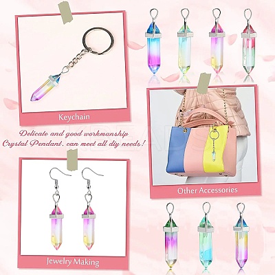 14Pcs 7 Colors Faceted Bullet Glass Pointed Pendants GLAA-CJ0001-71-1